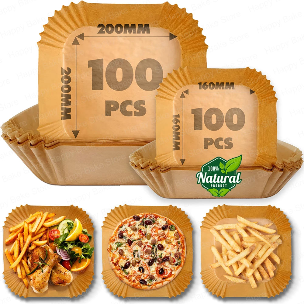 3-5L/5-8L Square Air Fryer Baking Paper, BPA Free Disposable Parchment Paper Liners Compatible with Cosori Ninja Philips Tefal