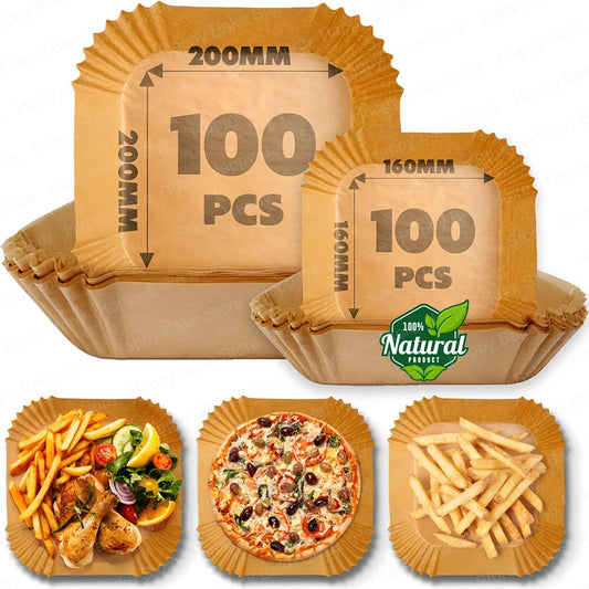 3-5L/5-8L Square Air Fryer Baking Paper, BPA Free Disposable Parchment Paper Liners Compatible with Cosori Ninja Philips Tefal