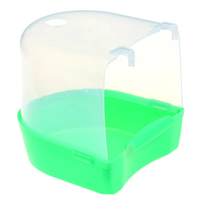 Plastic Bird Water Bath Box Bathtub Parrot For Parakeet Hanging Bowl