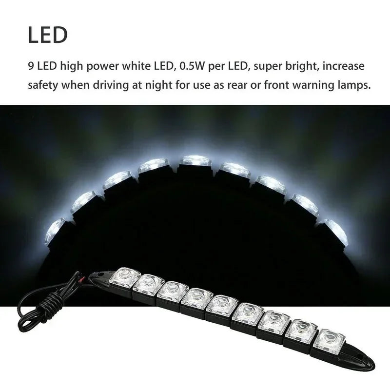 2Pcs 9 LED 12V Car Daytime Running Light Flexible Waterproof Fog Day Driving Head Lamp