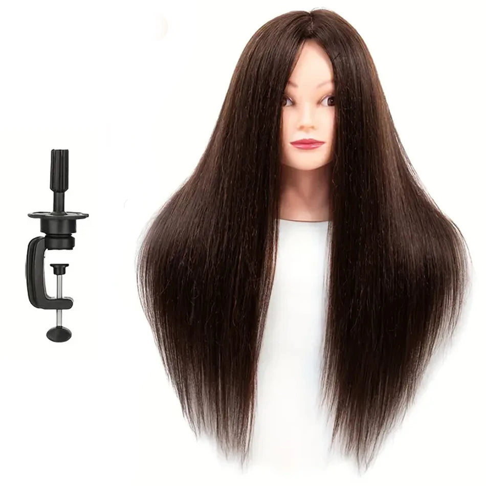 Realistic Mannequin Head With Synthetic Hair Versatile Beauty Training Aid For Hairstylist Makeup Practice Headdoll With Stand