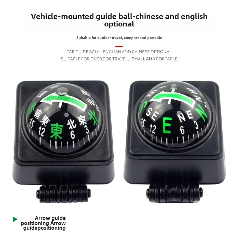 Outdoor Outing Car Guide Ball Self-driving Tour Compass with Thermometer Car Interior Decoration Accessories