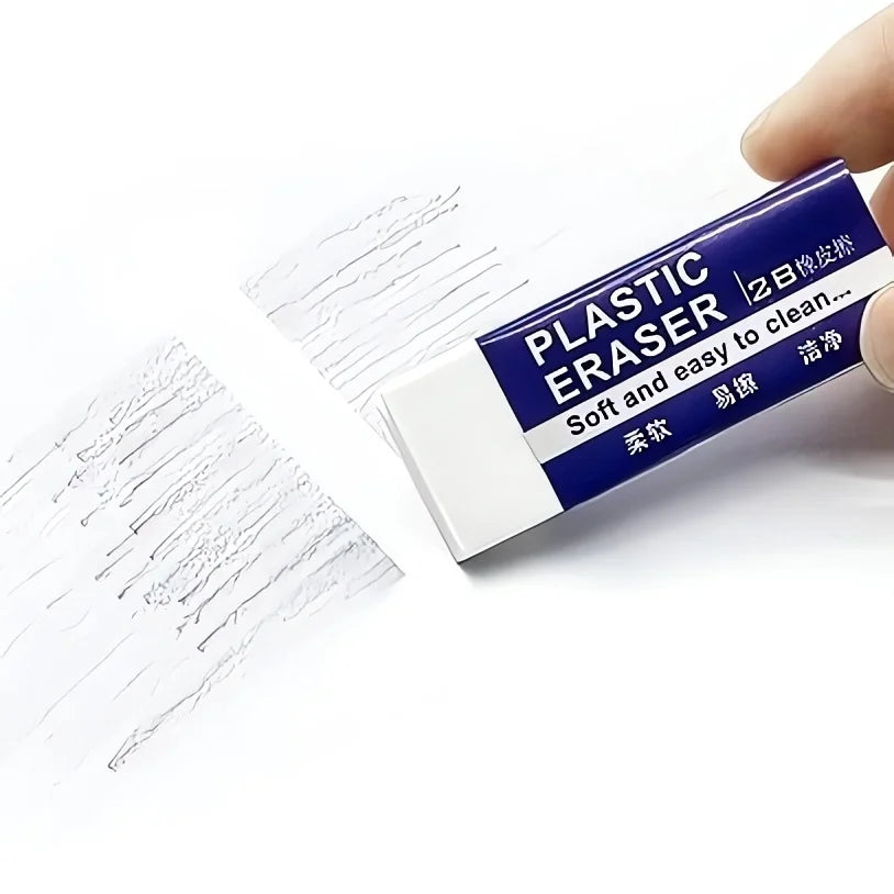 Soft 2B Eraser White Made in China, PVC Plastic Rubber Pencil Eraser Students Drawing Tool, Sketches Paintings Fine Arts Eraser