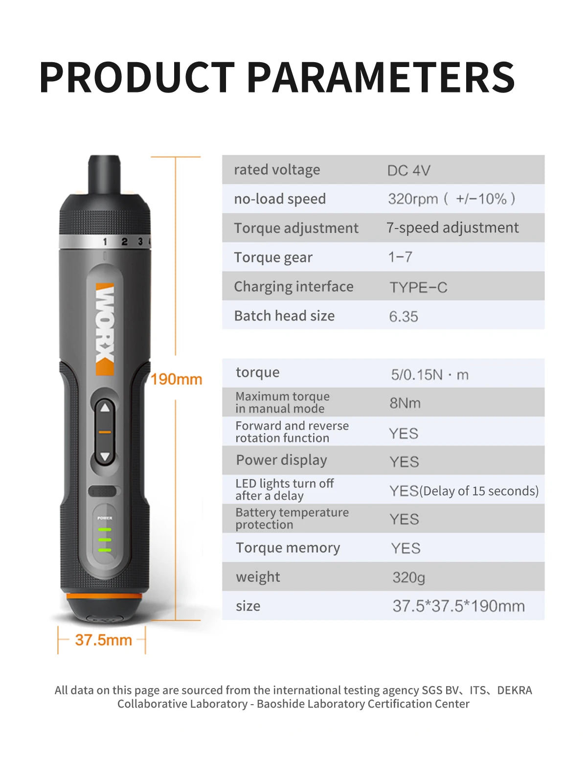 WORX WX242 420 4V Electrical Screwdriver Set Smart Cordless Electric Screwdrivers Rechargeable 30 Bit Set Mini Drill Power Tool