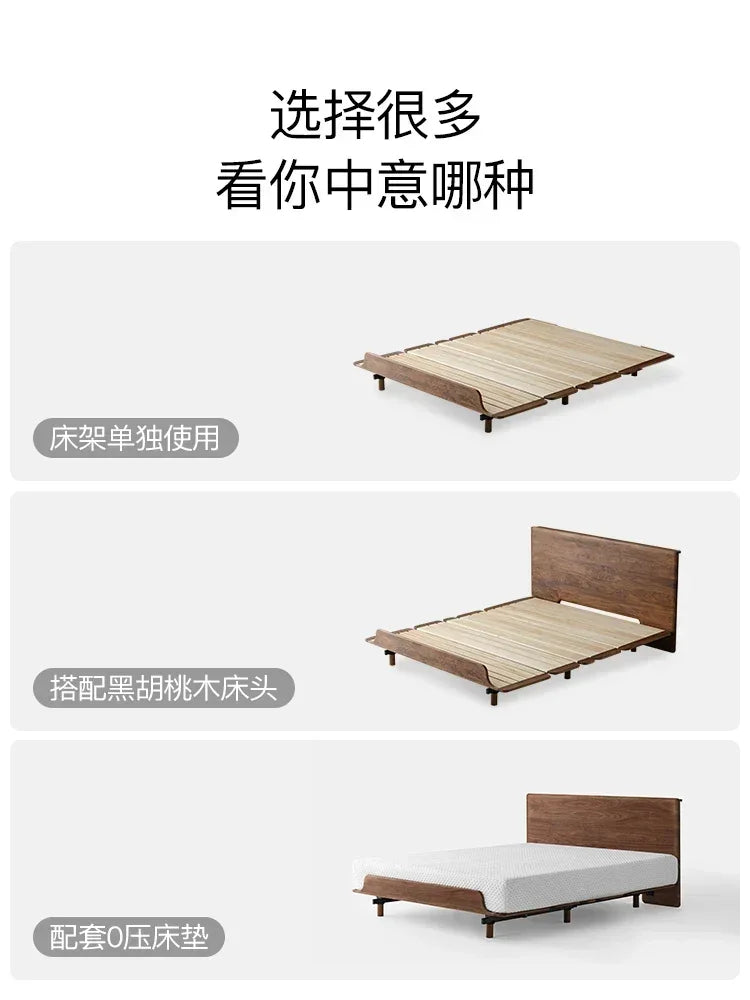 Electric bed Solid wood bed Black walnut remote control lifting Multifunctional smart mattress