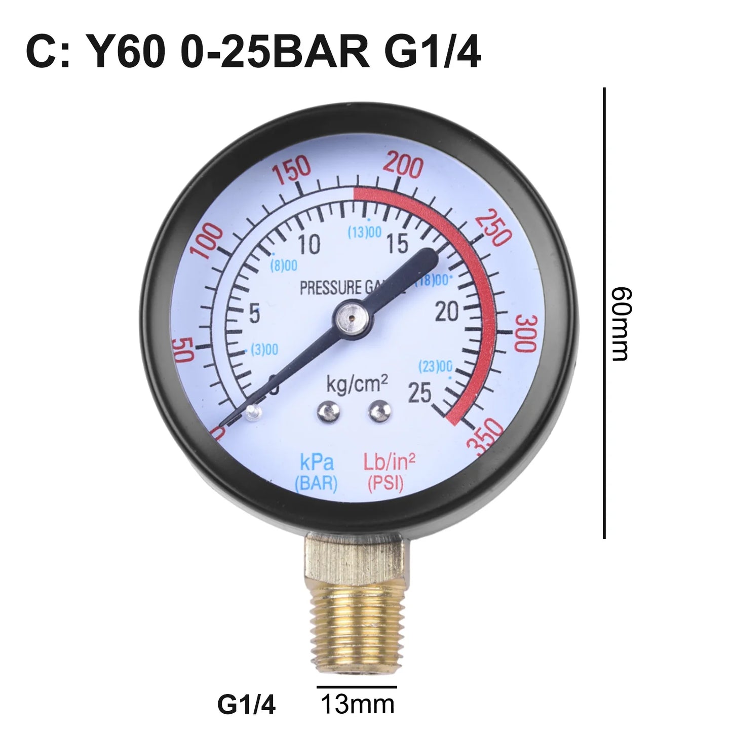 Vacuum Manometer Mini Dial Gauge Y60 0-1.6Mpa 0-230PSI Pool Filter Water Pressure Gauge Meter For Air Compressor Display Gauge