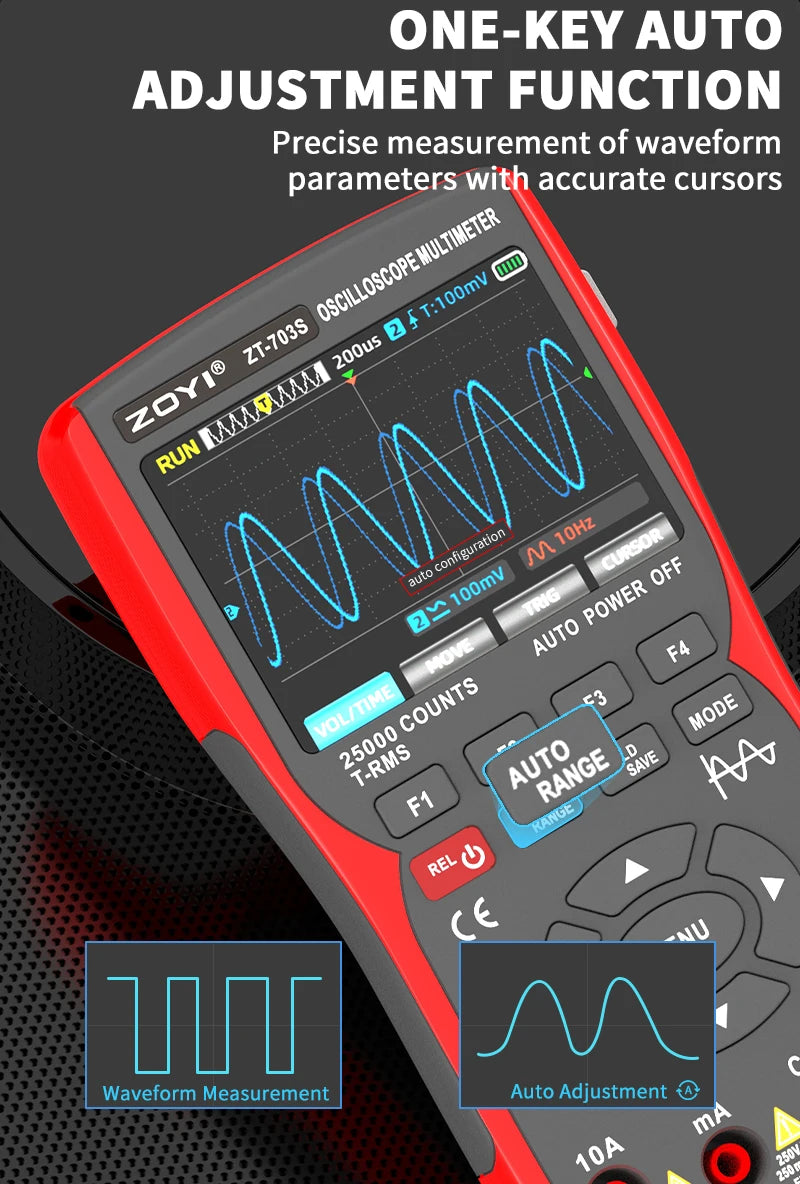 ZOYI ZT-703S 3-in-1 Oscilloscope Multimeter with 3.5 Inch IPS Display,25000 Counts, Dual Channel 50MHZ Bandwidth,280MSa/s High