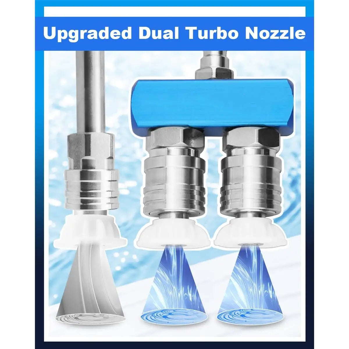 Pressure Washer Dual Nozzle Quick Connectors 1/4 inch Double Sprayer Tips