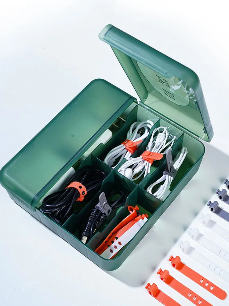 Large Storage Box for Chargers, Cables, Adapters and Accessories with Customizable Dividers, Charger and Cable Storage Box