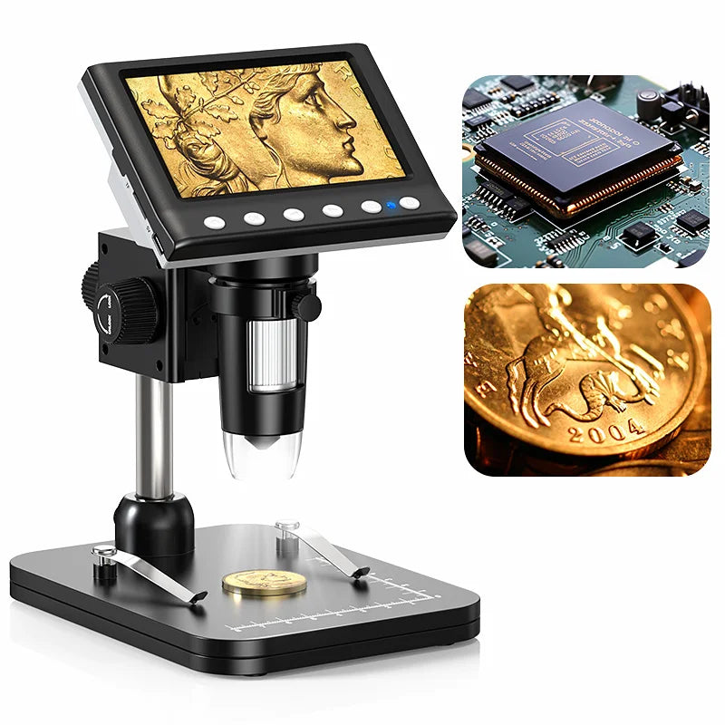 Hayve 4.3'' Digital Microscope 1600X USB Microscope 1080p Soldering Microscope with 8 LEDs Compatible with Windows/Mac OS (DM7)
