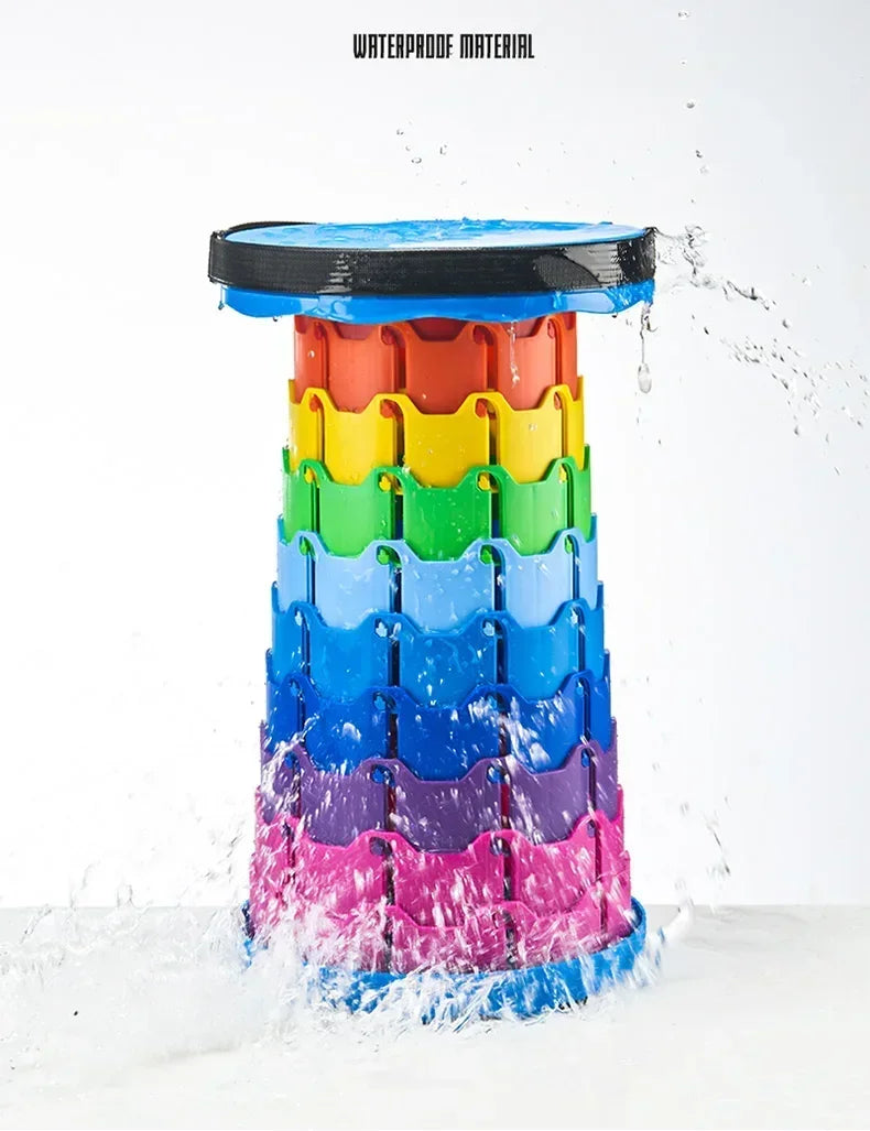 Popular Lightweight Plastic Folding Stool Portable Rainbow Folding Expandable Stool and Space Saving Furniture
