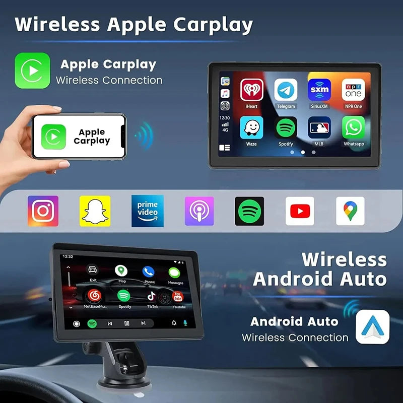 7inch Universal Car Radio Automotive Multimedia Video Player Wireless Carplay Android Auto Touch Screen BT AUX Smart Car Systems