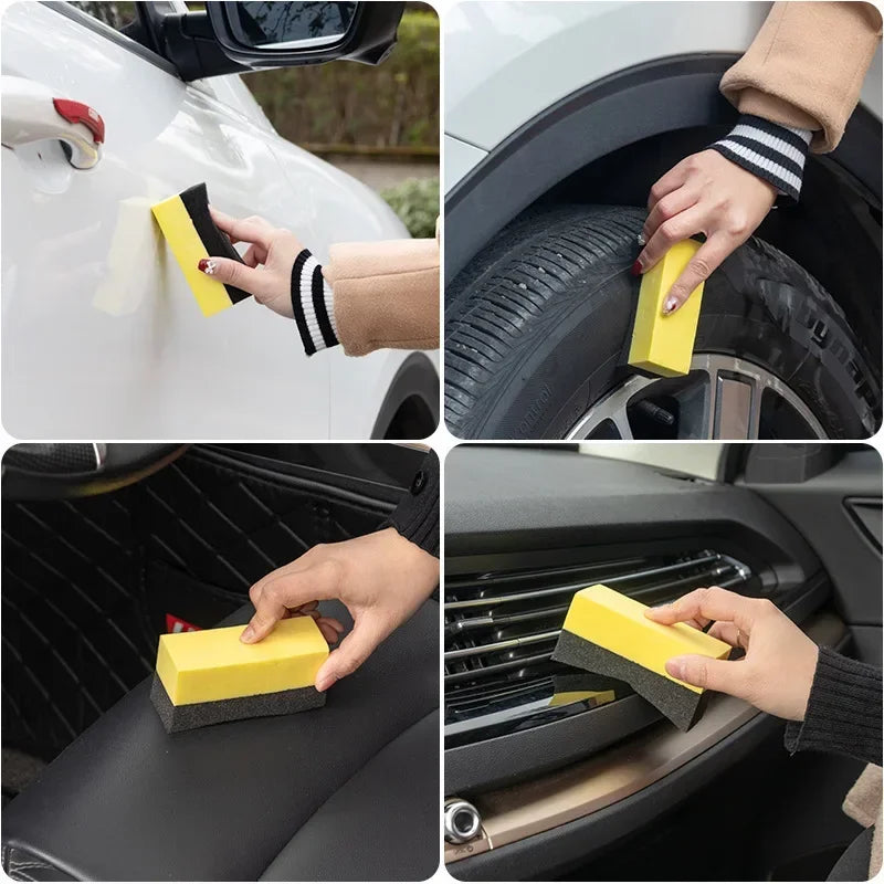 Car Wheel Polishing Waxing Sponge Brush Tire Cleaning Foam Sponge Pad Tyre Polish Detail Wash Wiper Cleaner Tool Car Accessories