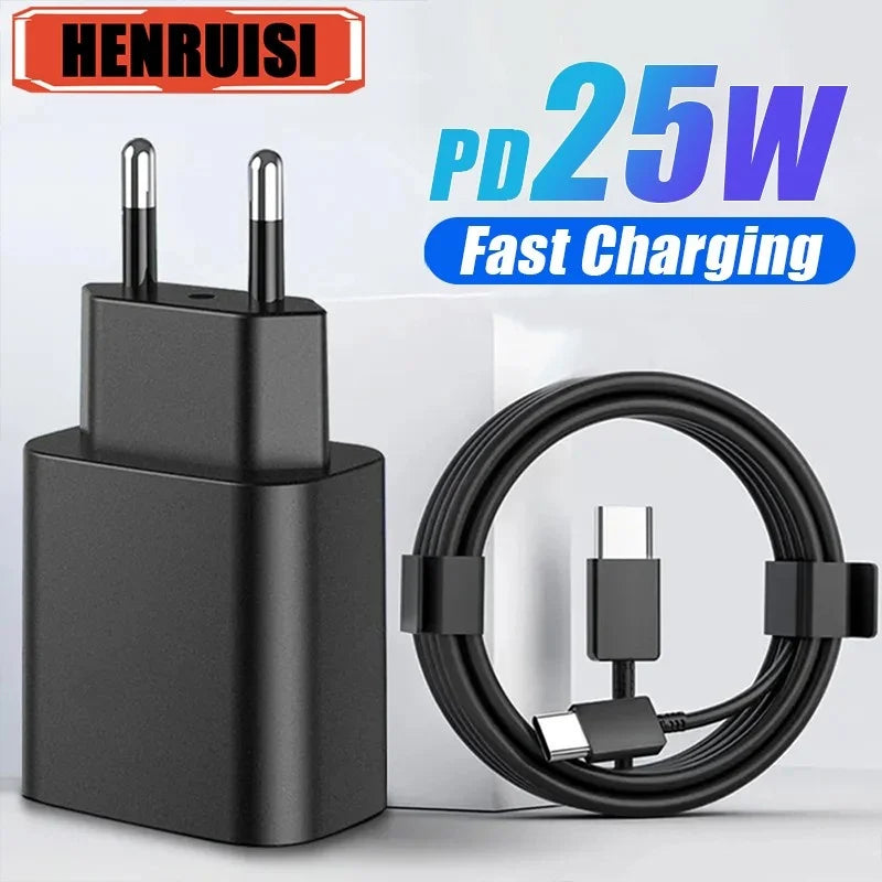 PD 25W USB C Charger Quick Charge 3.0 Super Fast Charging With Type C Cable For Samsung Galaxy S23 S22 S21Ultra Note 20
