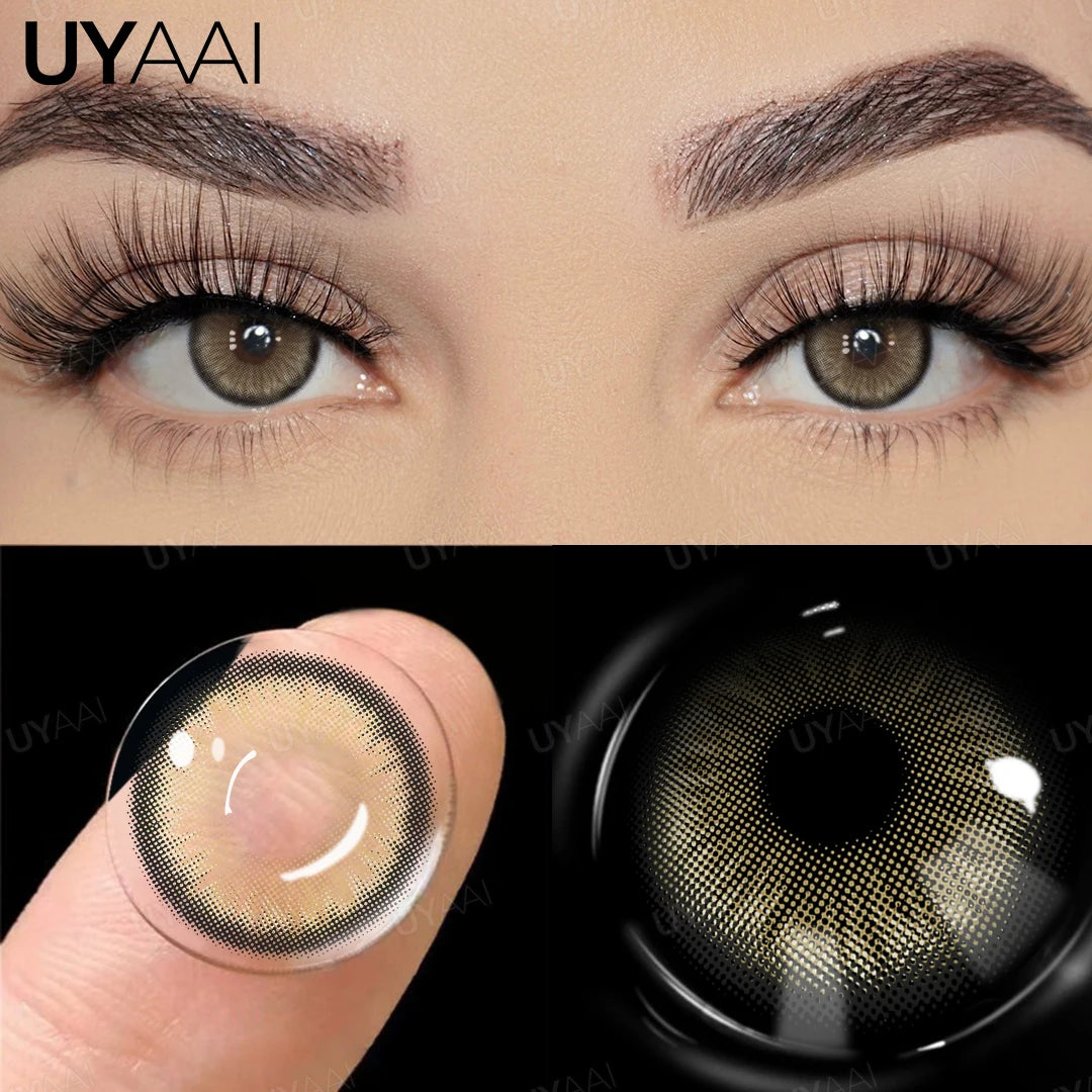 UYAAI 1 Pair Brown Natural Colored Eye Lenses Gray Fashion Lenses Blue Eye Lens Green High Quality Cosmetics Color Contacts