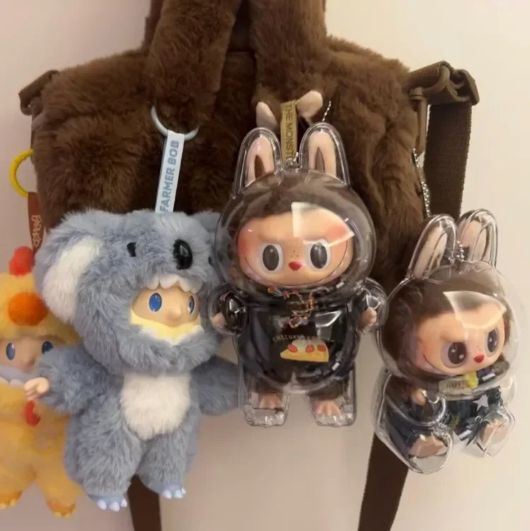 Labubu Transparent Protective Cover Stuffed Toys Cover Labubu I II Doll Display Bag Mini Portable Storage Box