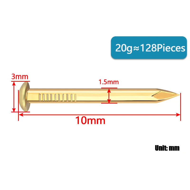 1.5mm/2.0mm 20g Mini Brass Nails - Round Head Copper Brads for Woodworking, Model Making & DIY Crafts (Gold Color )