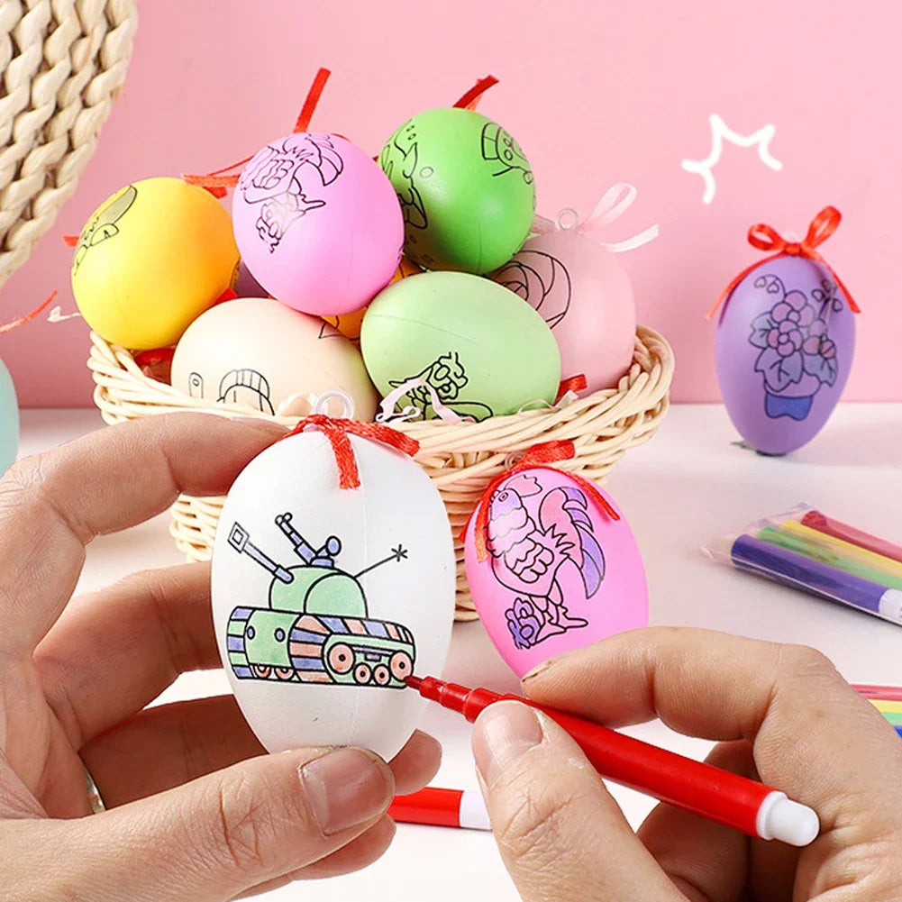 12Pcs Easter Egg Tree Pedant Foam Eggs Hanging Ornaments Easter Home Decoration 2024 Holiday Party Supplies Kids Gifts