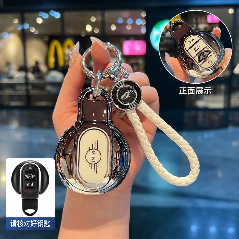 Leather TPU Car Key Case Cover For BMW Mini Cooper TPU Car Key Cover Countryman F54 Clubman F55 Hardtop F56 F57 F60 Car Key Case