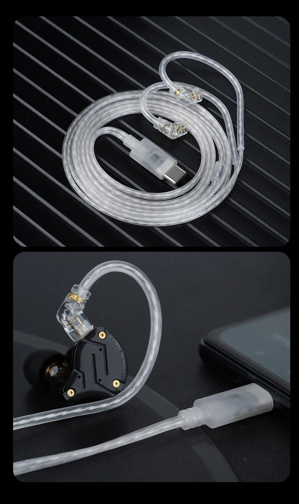 KZ Original Headphone Cable Type C Silver-Plated Upgrade Cable Replacement 2pin Earphone Wire For EDX Pro/ZS10 Pro/ZSN PRO