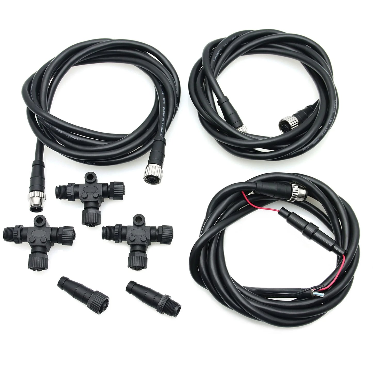 NMEA 2000 T Connector Terminator 3 ports 6 ports Plug Adapter Cable 0.5m~4m Length Cables NMEA 2000 DC 9-30V ABS Car Accessories