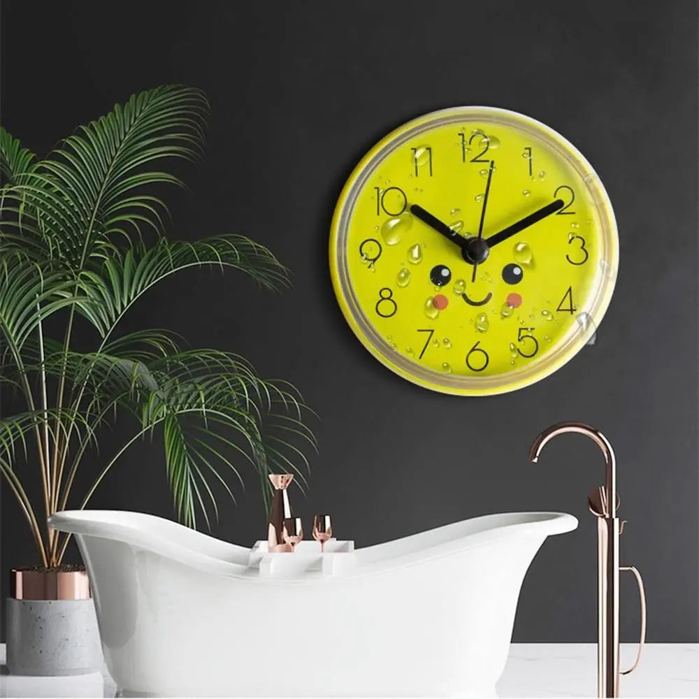 Mini Sucker Wall Clock Bathroom Anti-Fog Waterproof 7cm Kitchen Toilet Small Quartz Table Clock