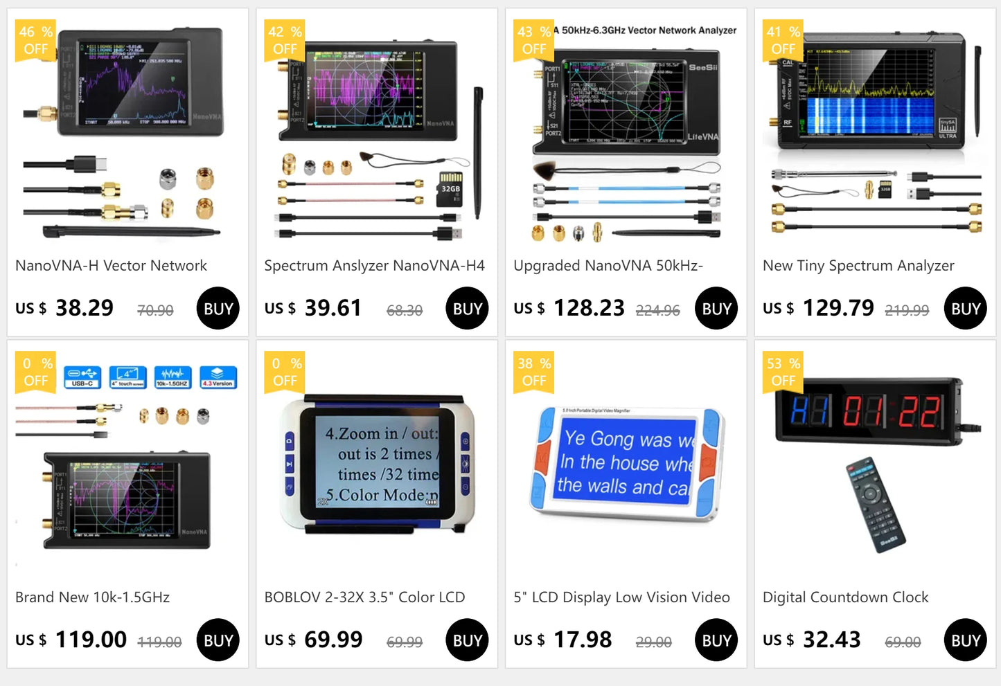 New Tiny Spectrum Analyzer TinySA ULTRA 4" Display 100kHz To 5.3GHz With 32GB Card Version V0.4.5.1 Network Internal Lan Tester