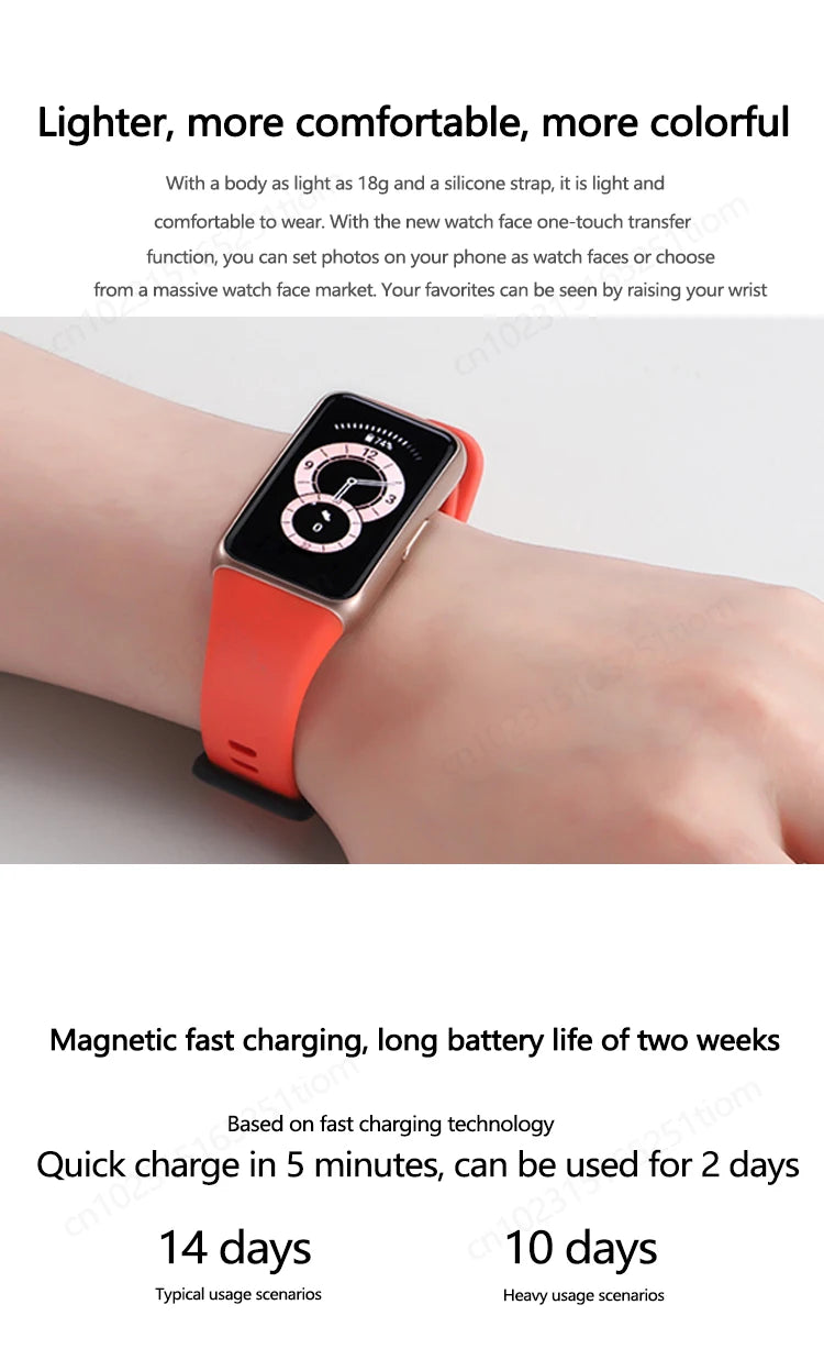 Original Huawei Band 6 Smart Band Blood Oxygen 1.47'' Screen Heart Rate Tracker Sleep Monitoring Smart Sports Bracelet