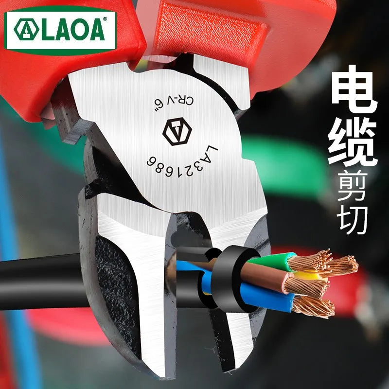 LAOA VDE Wire Cutters 6'' 7'' 8'' Insulated Combination Diagonal Needle Nose Pliers Electrician Tool High Voltage Resistance