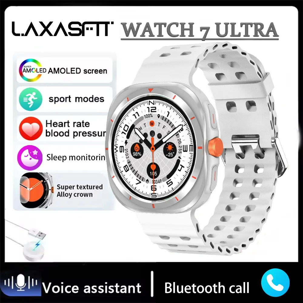LAXASFIT Watch 7 Ultra Smartwatch Bluetooth Talk HD AMOLED Screen Fitness Tracker Health Monitoring Smartwatch for Android IOS