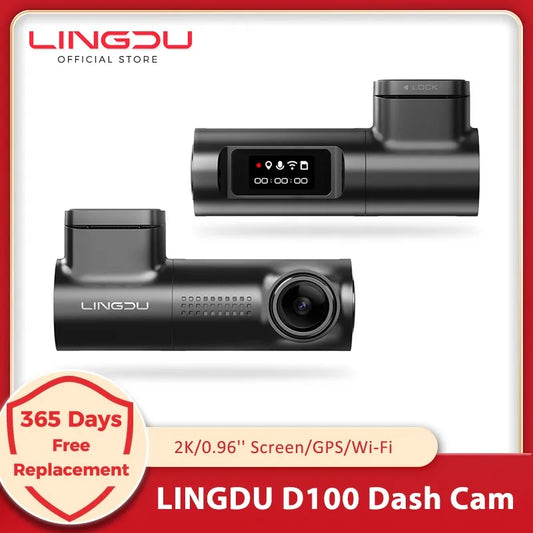 LINGDU Dash Cam D100 3K Dash Car Camera Built-in GPS Wi-Fi 24H Parking Motion Car Camera Night Vision Car DVR EN Voice Control