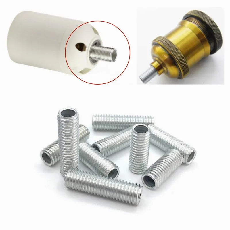Lamp Tooth Tube Metal M10 Hollow Threaded Tube Galvanized Led Lamp Head Link Fixed Base Support Rod Lighting Accessories Screws