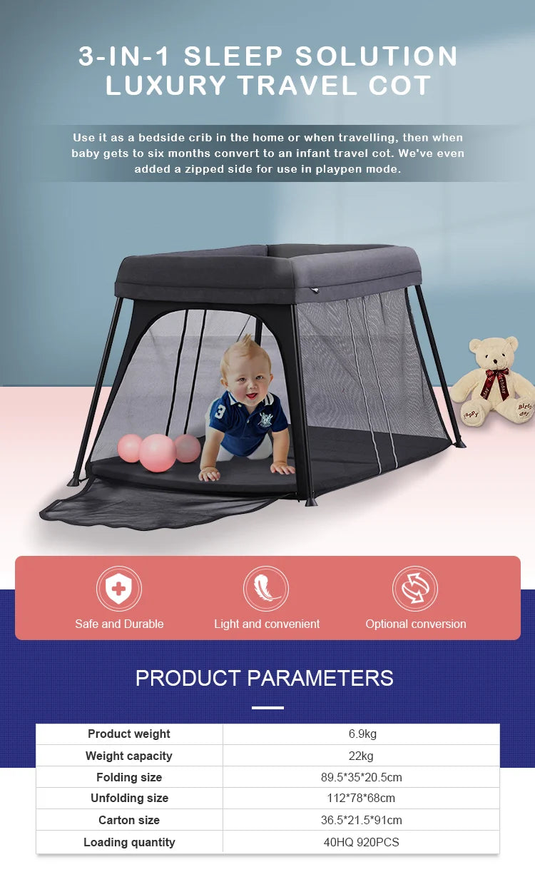 Outdoor Mini Folding Safety Infant Portable Playyards Baby Sleeping Bedside Bassinet Foldable Playpens Bed Cot Travel Baby Crib