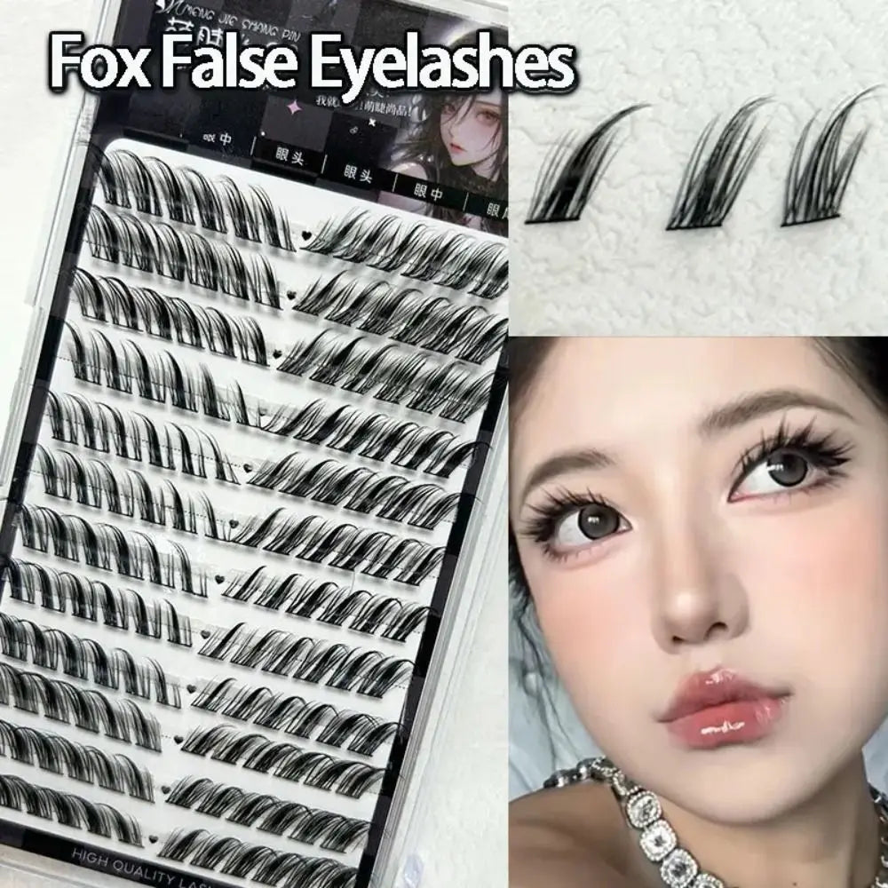 12Rows Fox False Eyelashes Single Cluster Eyelash Extension Segmented Lashes Fox Eye Effect Lashes Individual False Eyelashes