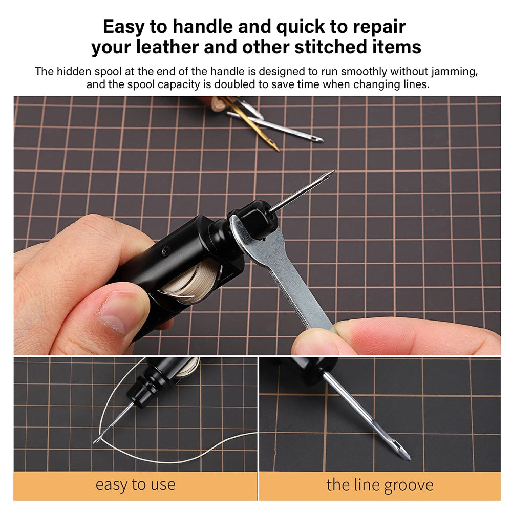WUTA Leather Sewing Awl Thread Kit Speedy Stitcher Hand Sewing Machine Tools Kit Leather Craft Stitching Shoemaker Canvas Repair
