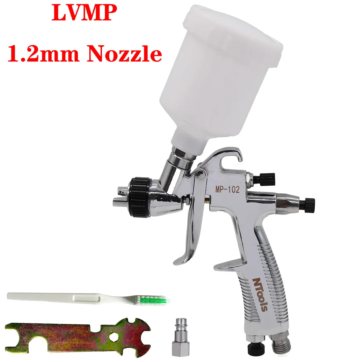 LVMP Mini Spray Gun Gravity Feed 125ml Airbrush with Adjustable Nozzle 0.5/0.8/1.0/1.2mm for Repair Work And Spraying