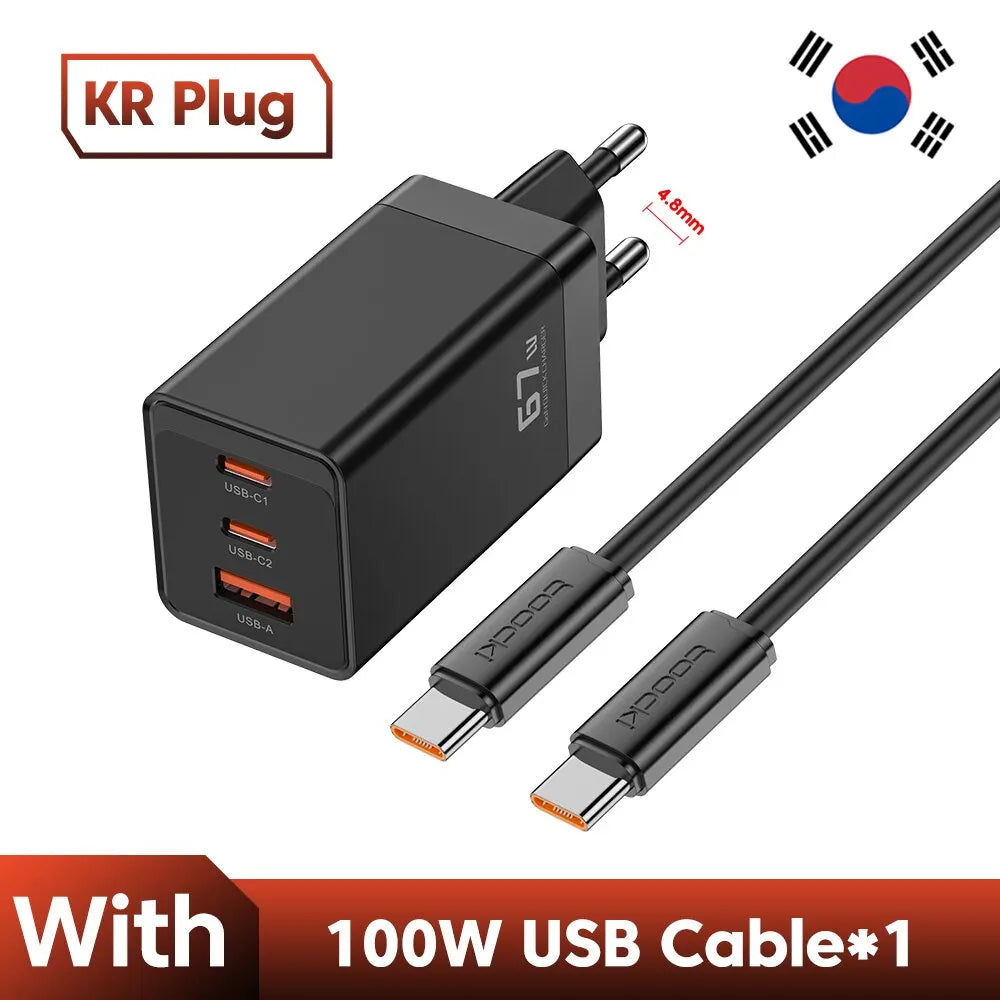 Toocki 67W GaN USB C Charger 65W Quick Charge QC 4.0 PD 3.0 45W Type C Fast USB Charger For iPhone 16 15 14 Pro Samsung MacBook