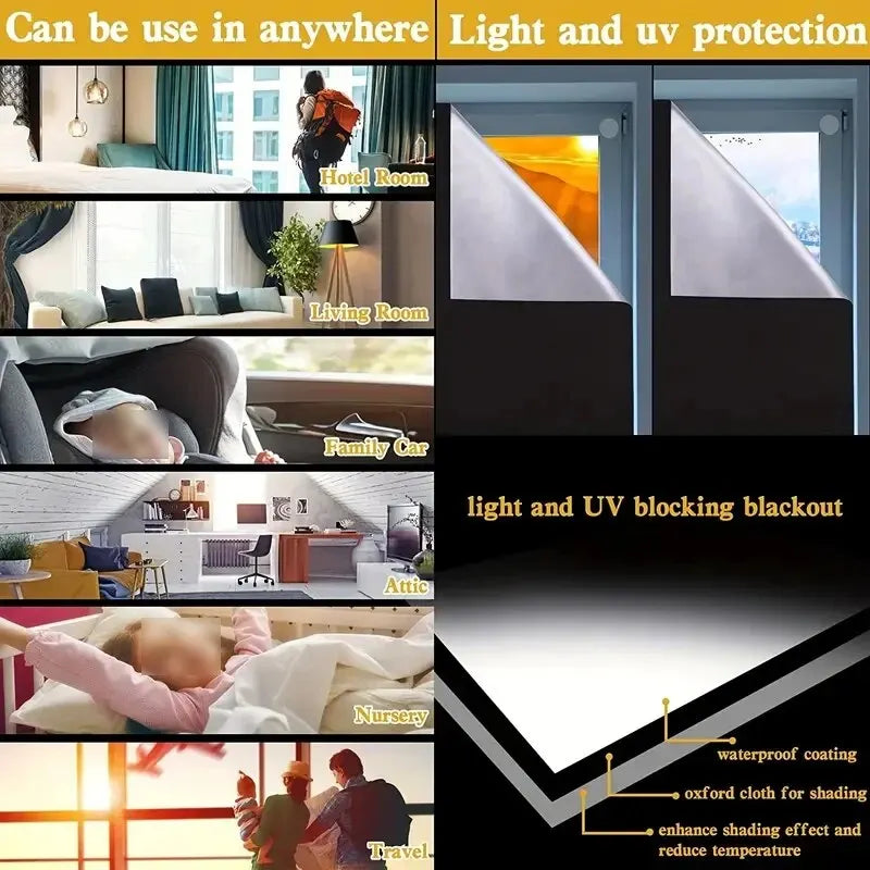 1pcs Plain Curtain, Simple Polyester Blackout Curtain For Home Decor Portable Foldable Travel Curtains, UV Protection, Room
