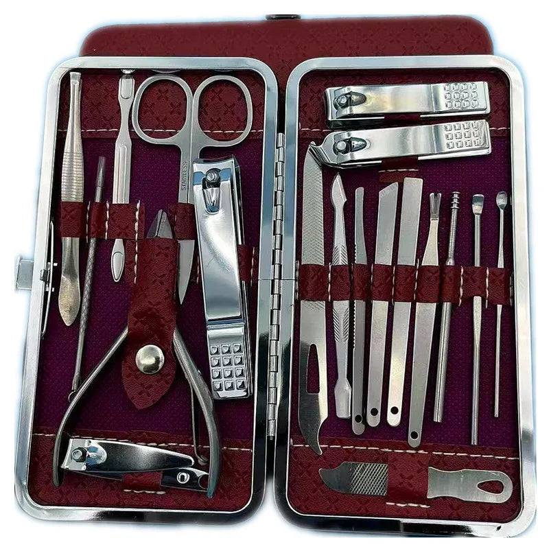 19pcs Stainless Steel Nail Scissor Set Full Set Nail Clippers Household Cuticle Nipper Manicure Tools Nail Clippers