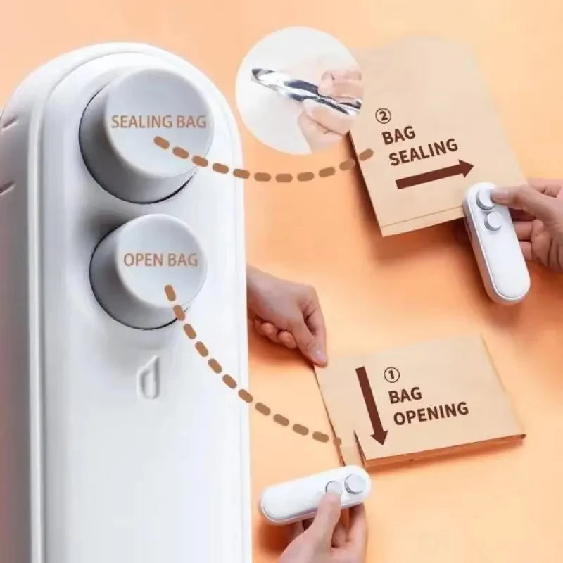 2 in 1 Portable Mini Sealer Heat Sealer For Snacks Plastic Bag Heat SealerSnacks Home Use Rechargeable Sealer Vacuum Sealer