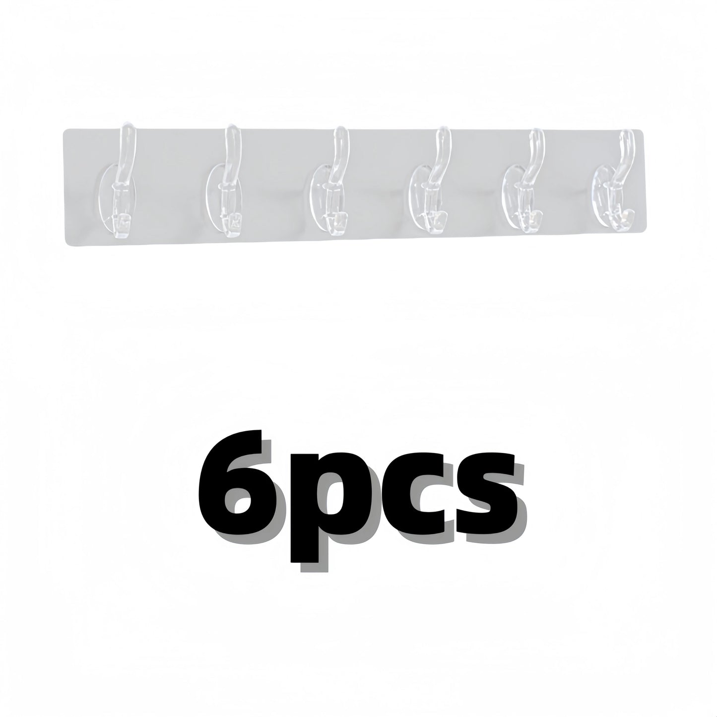Transparent Row Hook Non-perforated Seamless Hook 5-6 Strong Hook Wall-mounted Row Clothes Hook