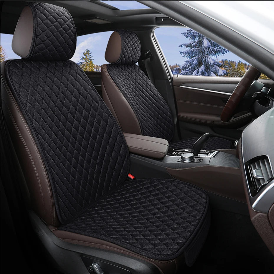 SEAMETAL 1Pc Flax Car Front Seat Cover Breathable Linen Car Seat Cushion Anti Slip Auto Chair Protector Universal for Sedan Suv