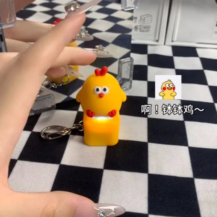 10PCS Tik Explosive Potty Chicken Dun Dun Chicken Buttons Voice Quirky Vocalization Cute Keychain Pendant Stress Relieving Toys