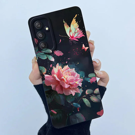 For Samsung Galaxy M34 M35 5G F34 5G Simplicity Flowers Liquid Shockproof Silicone Soft Phone Cover For SamsungM34 5G Case