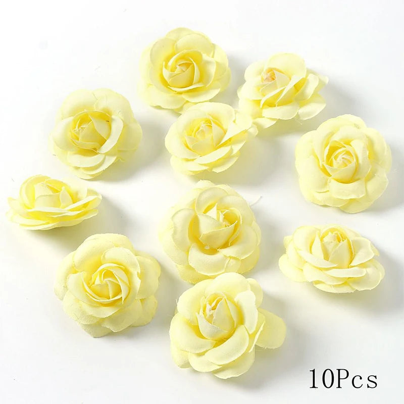 Yellow Artificial Flowers Heads Silk Fake Flowers for Home Decor Party Wedding Decoration DIY Valentine's Day Gifts Accessories