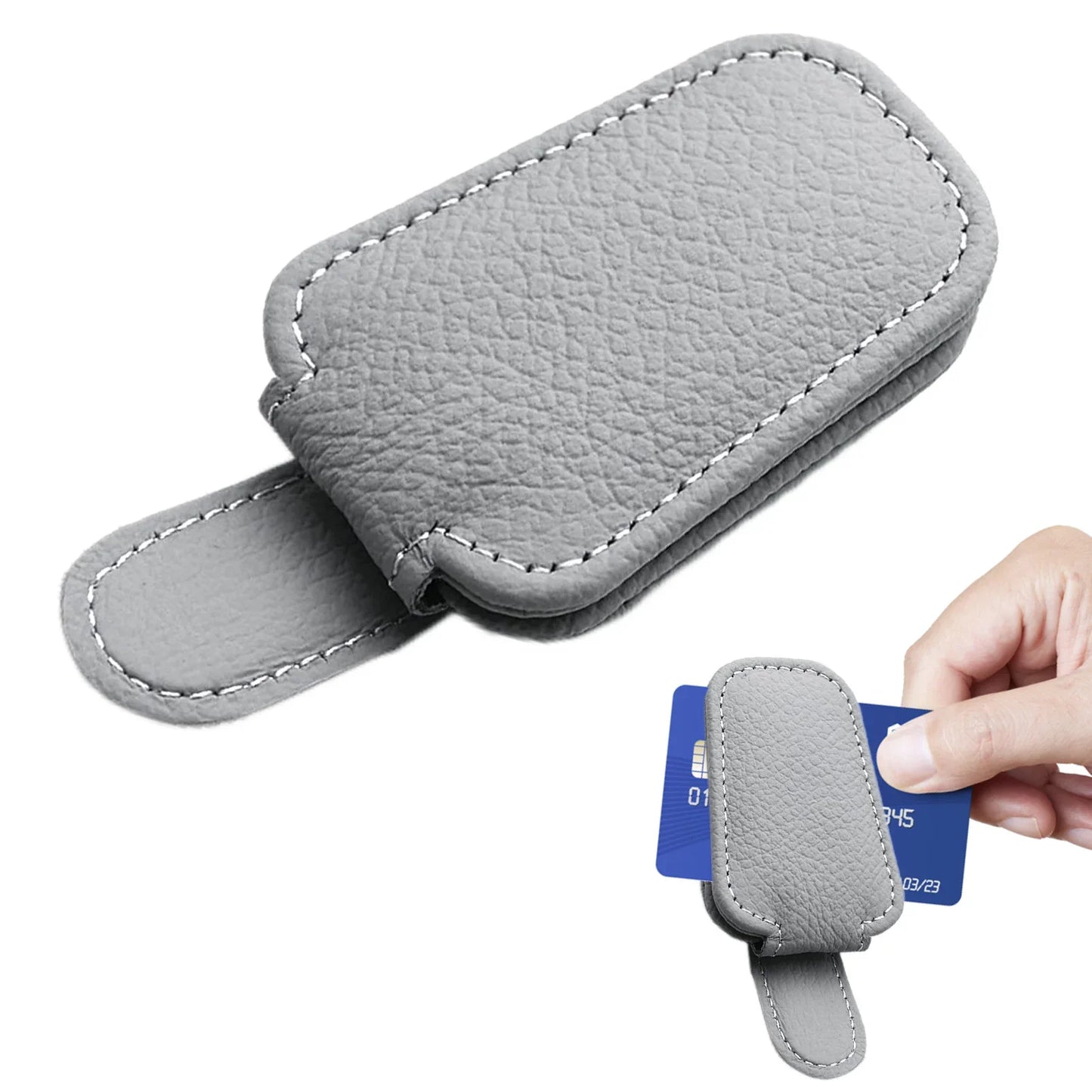 Car Sunglasses Mount Ticket Card Sun Visor Sunglasses Holder Glasses Case Magnetic Clip Leather Eyeglasses Clip Car Accessories