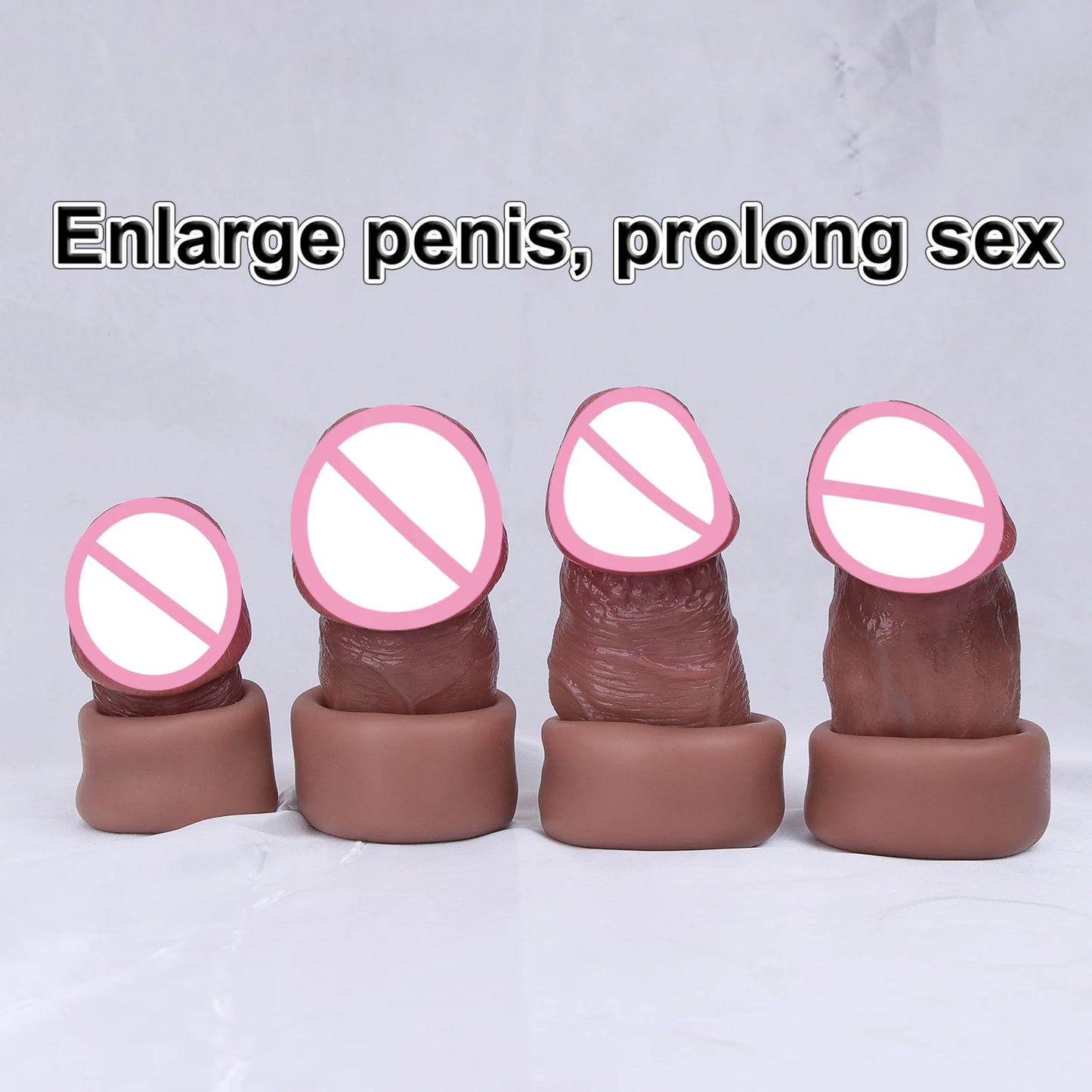4 Styles Soft Realistic Enlarger Penis Sleeve Big Growth Real Silicone Dick Man Delayed Ejaculation Extend Cock Condom Sex Toy