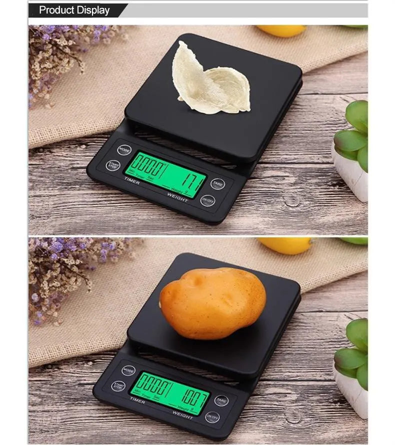 1pc Black Precision Coffee Dropping Scale 0.1g Coffee Dropping Scale With Timer Digital Kitchen Scale High Precision LCD Scale