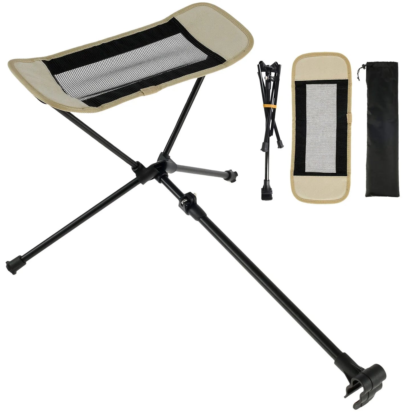 WESTTUNE Universal Camping Chair Foot Rest Folding Attachable Footrest Lightweight Footstool for Outdoor Fishing Beach Hiking
