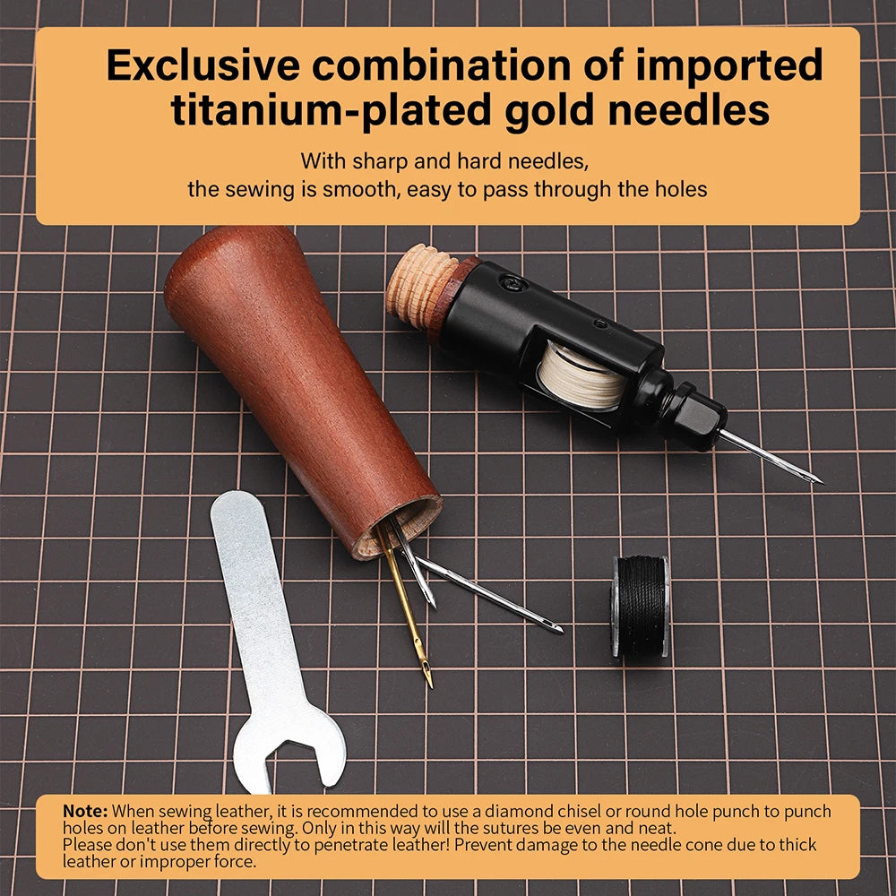 WUTA Leather Sewing Awl Thread Kit Speedy Stitcher Hand Sewing Machine Tools Kit Leather Craft Stitching Shoemaker Canvas Repair
